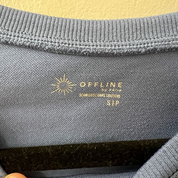 Aerie Blue Long Sleeve Crop Top - Picture 2 of 3